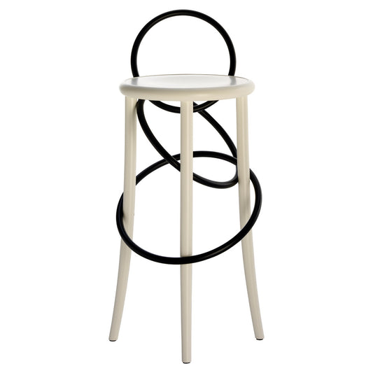 Cirque Two Tone Tall Stool - White Lacquer Base, Black Lacquer Ring