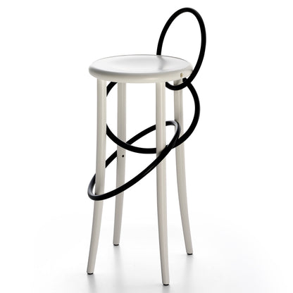 Cirque Two Tone Tall Stool - White Lacquer Base, Black Lacquer Ring