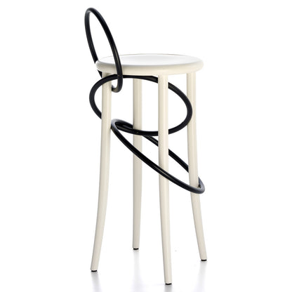 Cirque Two Tone Tall Stool - White Lacquer Base, Black Lacquer Ring