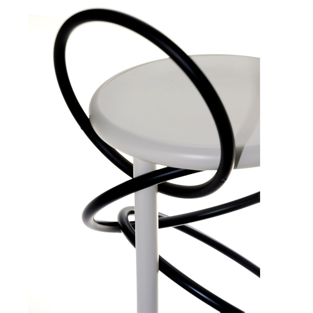 Cirque Two Tone Tall Stool - White Lacquer Base, Black Lacquer Ring