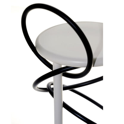 Cirque Two Tone Tall Stool - White Lacquer Base, Black Lacquer Ring