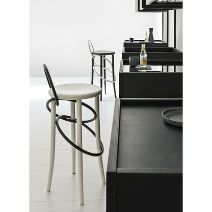 Cirque Two Tone Tall Stool - White Lacquer Base, Black Lacquer Ring