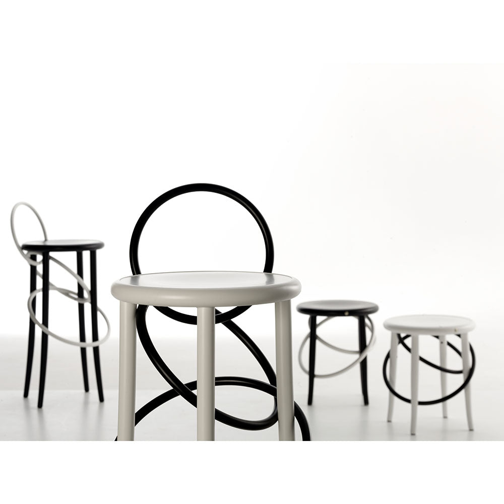 Cirque Two Tone Tall Stool - White Lacquer Base, Black Lacquer Ring
