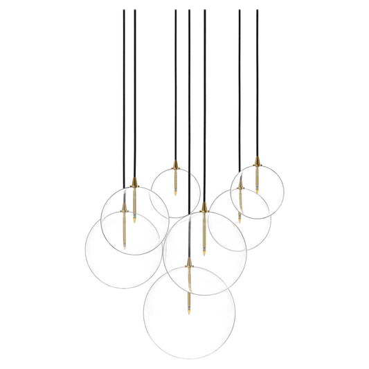 Cluster 7 Mix Chandelier - Clear Glass