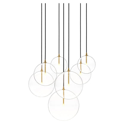 Cluster 7 Mix Chandelier - Clear Glass