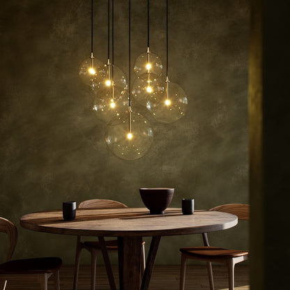 Cluster 7 Mix Chandelier - Clear Glass