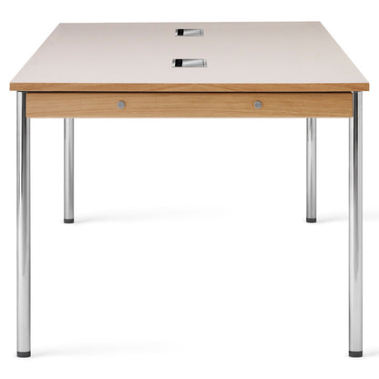 Co 94.5" Table Management - Chrome Base, Creme Laminate