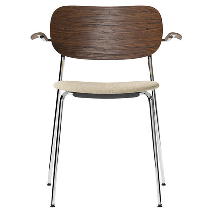Co Seat Upholstered Dining Armchair - Dark Stained Oak