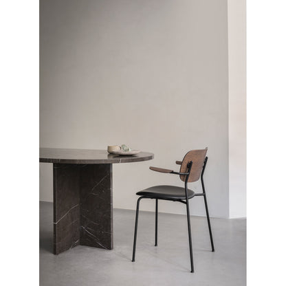 Co Seat Upholstered Dining Armchair - Dark Stained Oak