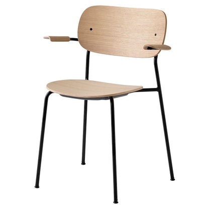 Co Unupholstered Dining Armchair - Black Base, Natural Oak
