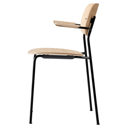 Co Unupholstered Dining Armchair - Black Base, Natural Oak