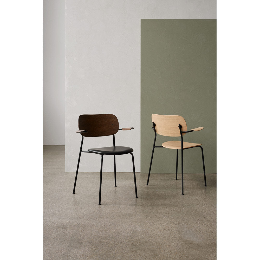 Co Unupholstered Dining Armchair - Black Base, Natural Oak