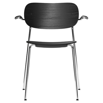 Co Unupholstered Dining Armchair - Chrome Base, Black Oak