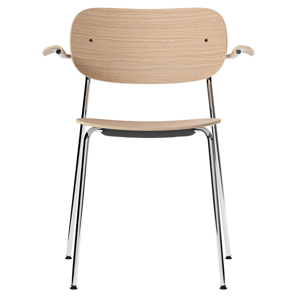 Co Unupholstered Dining Armchair - Chrome Base, Natural Oak