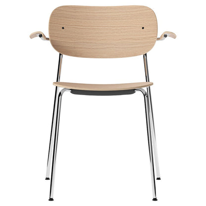Co Unupholstered Dining Armchair - Chrome Base, Natural Oak