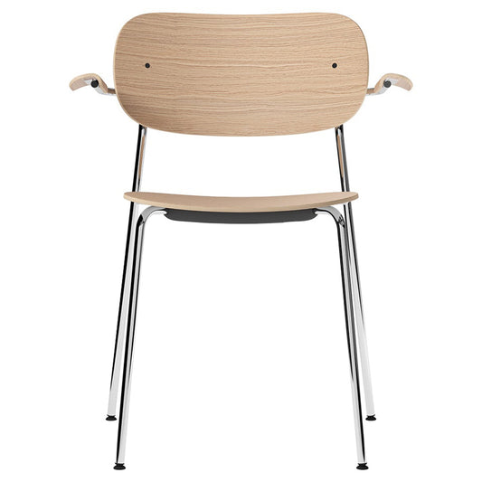 Co Unupholstered Dining Armchair - Chrome Base, Natural Oak