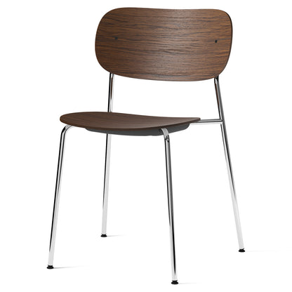 Co Unupholstered Dining Chair - Chrome Base, Dark Stained Oak