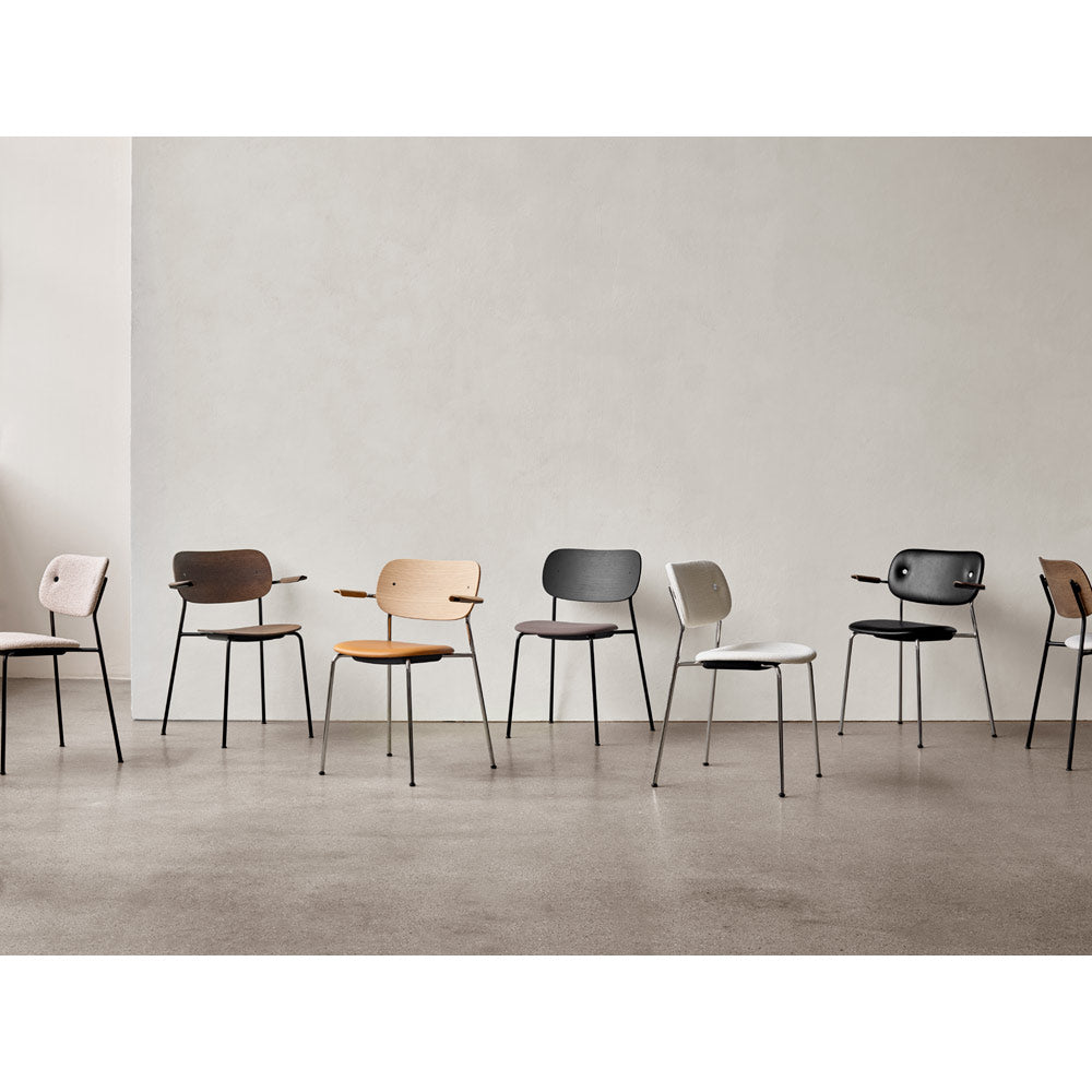 Co Unupholstered Dining Chair - Chrome Base, Dark Stained Oak