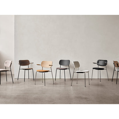 Co Unupholstered Dining Chair - Chrome Base, Dark Stained Oak