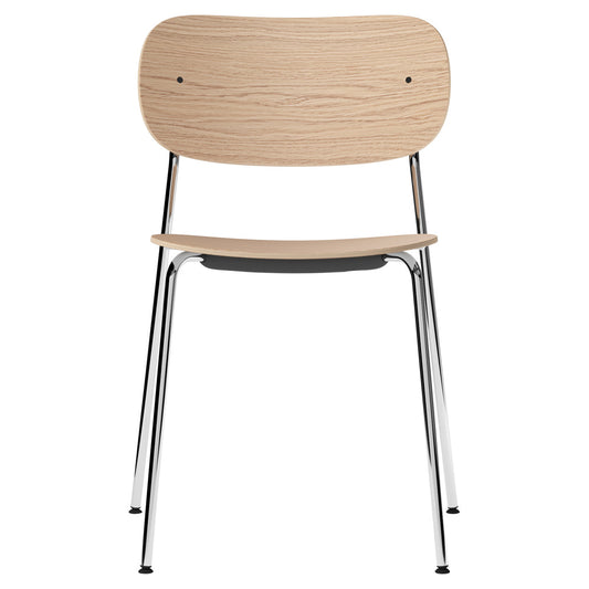 Co Unupholstered Dining Chair - Chrome Base, Natural Oak