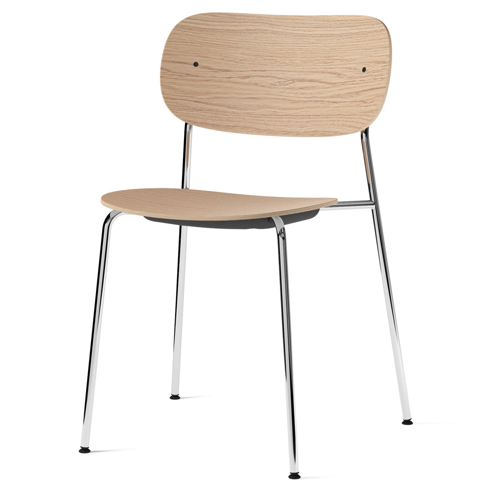 Co Unupholstered Dining Chair - Chrome Base, Natural Oak