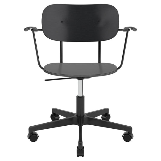 Co Unupholstered Task Armchair - Black Base, Black Oak