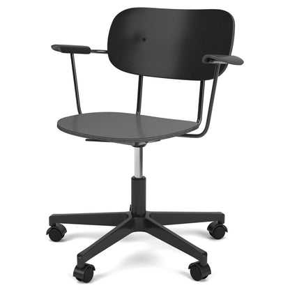 Co Unupholstered Task Armchair - Black Base, Black Oak