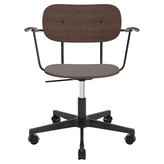 Co Unupholstered Task Armchair - Black Base, Dark Stained Oak