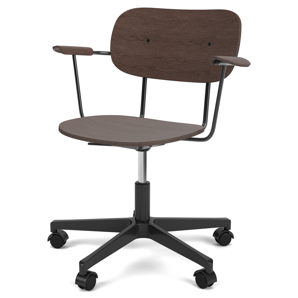 Co Unupholstered Task Armchair - Black Base, Dark Stained Oak