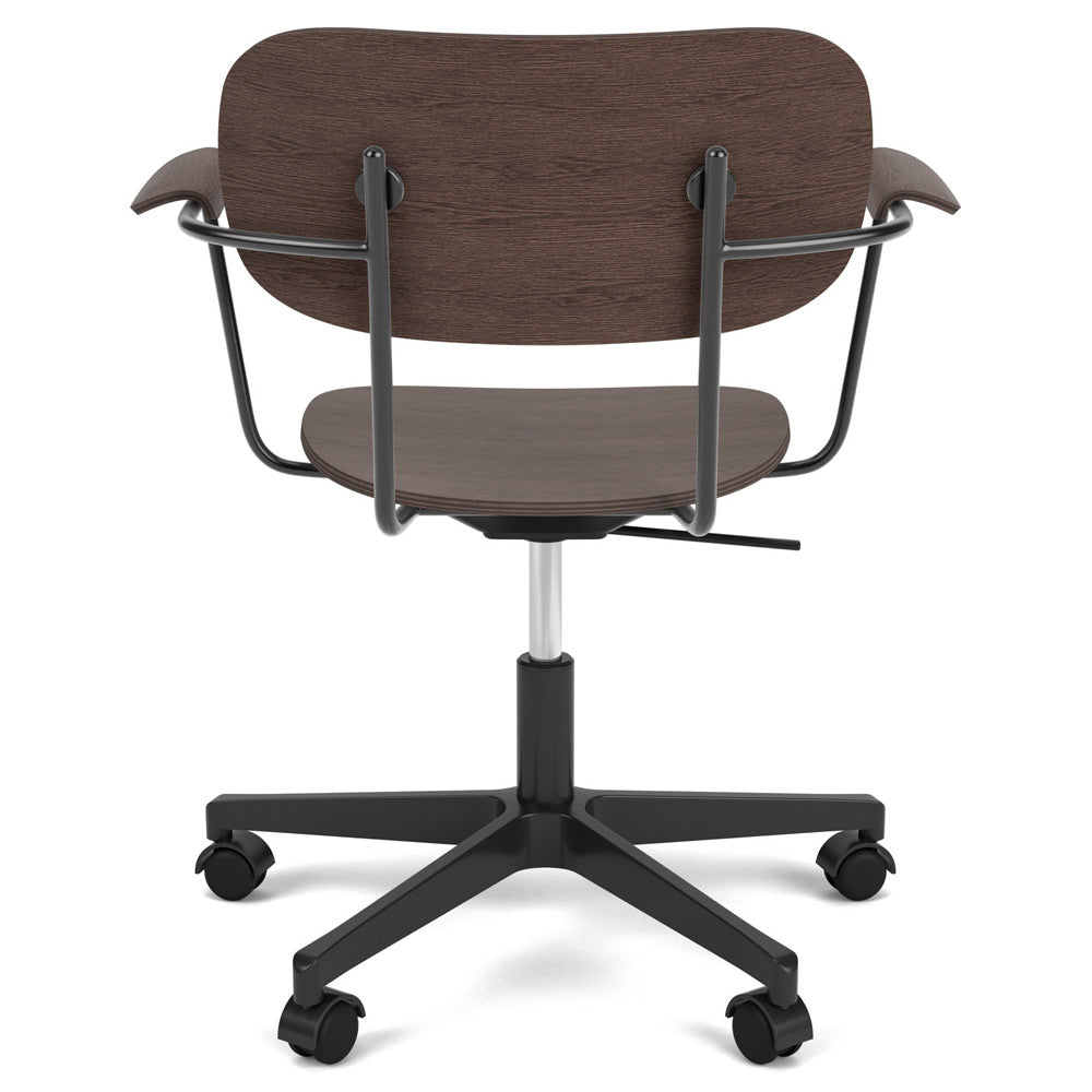 Co Unupholstered Task Armchair - Black Base, Dark Stained Oak