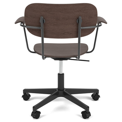 Co Unupholstered Task Armchair - Black Base, Dark Stained Oak
