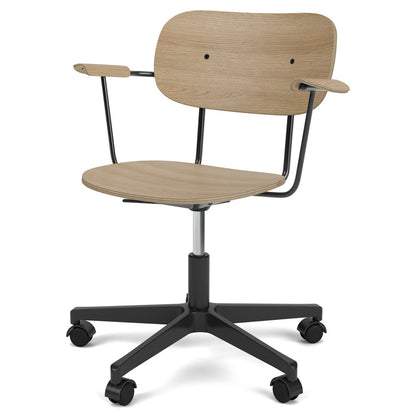Co Unupholstered Task Armchair - Black Base, Natural Oak