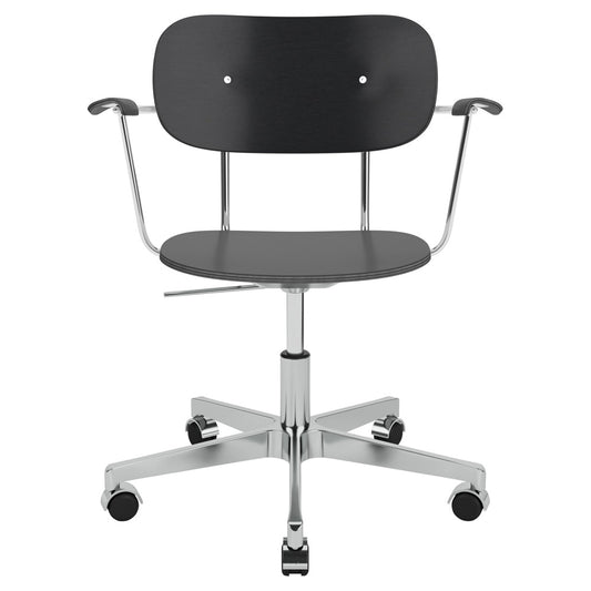 Co Unupholstered Task Armchair - Polished Base, Black Oak