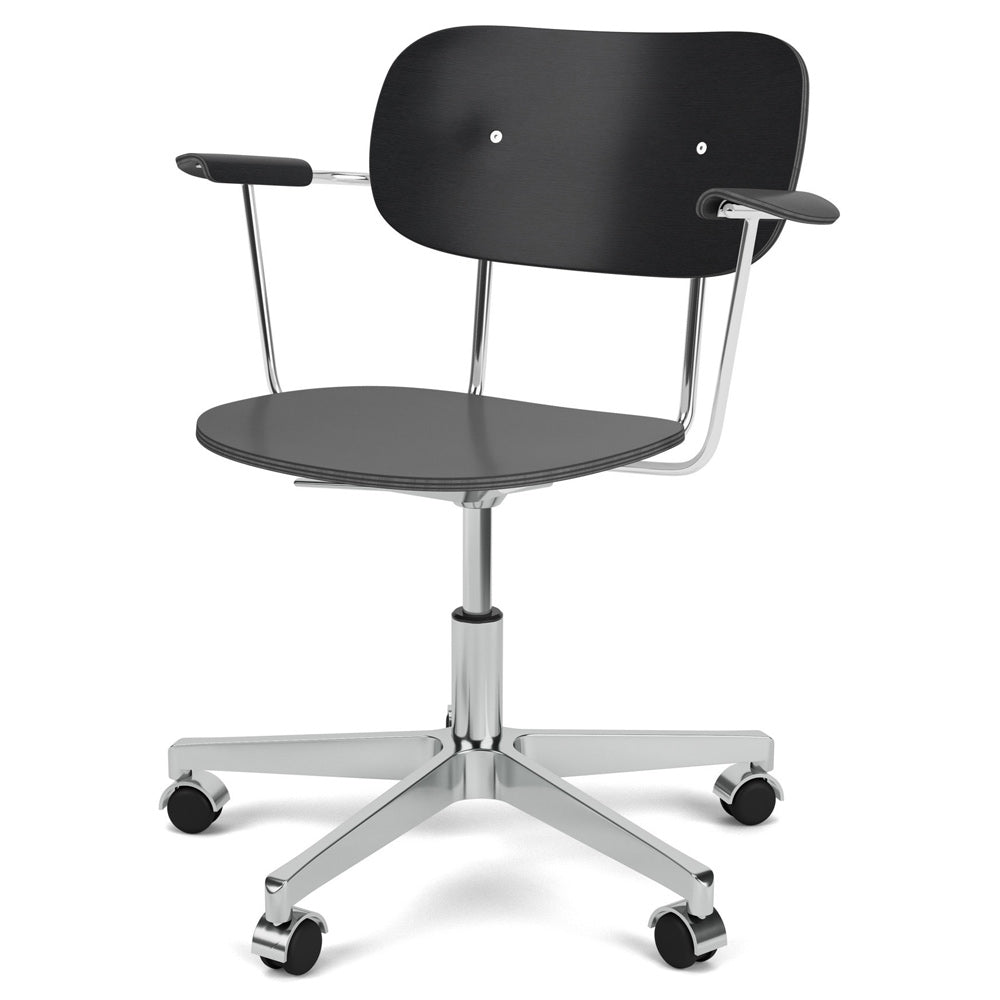 Co Unupholstered Task Armchair - Polished Base, Black Oak