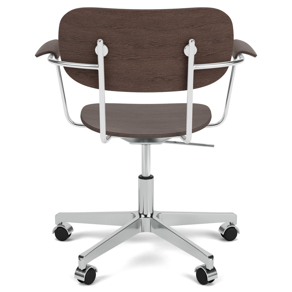 Co Unupholstered Task Armchair - Polished Base, Dark Stained Oak