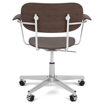 Co Unupholstered Task Armchair - Polished Base, Dark Stained Oak