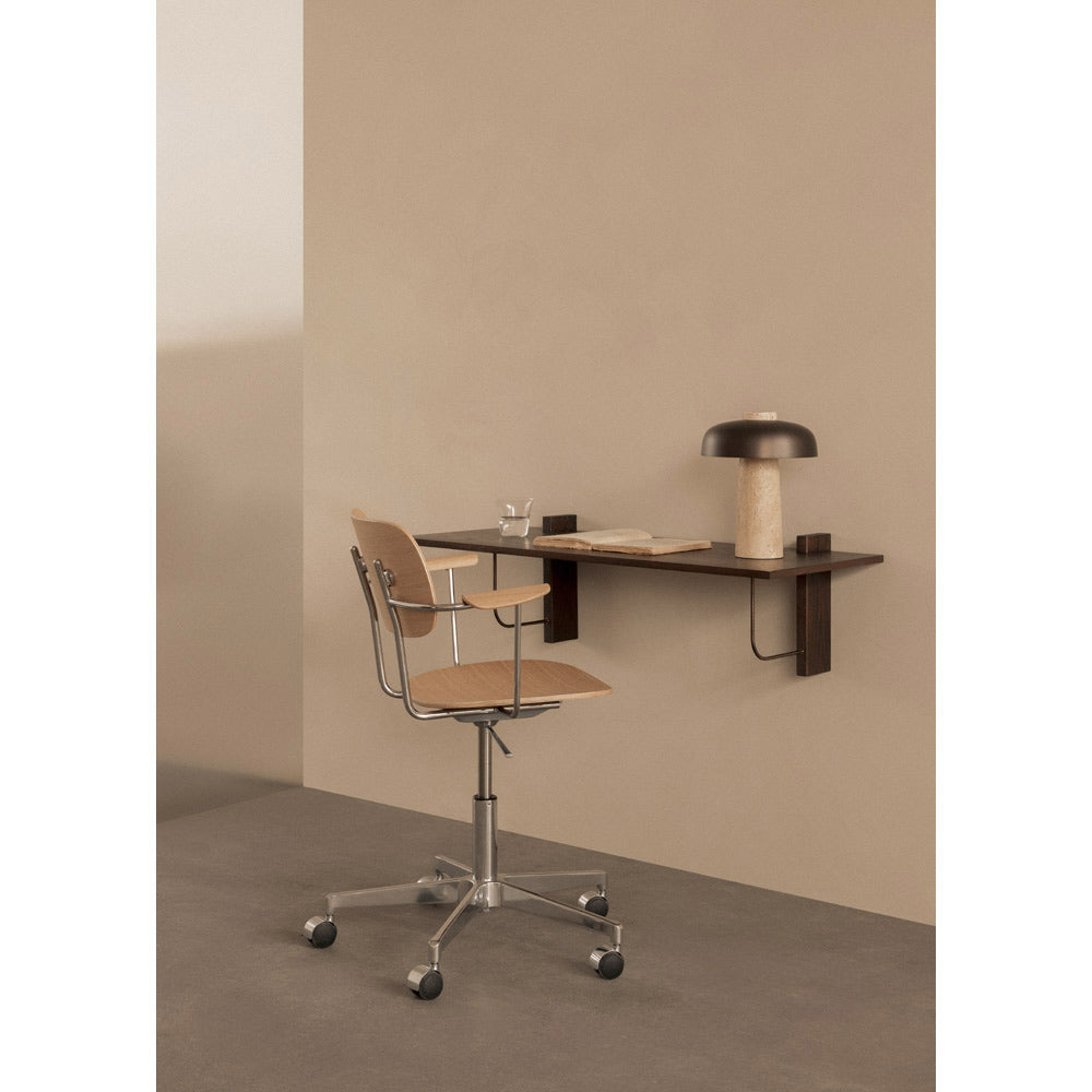 Co Unupholstered Task Armchair - Polished Base, Dark Stained Oak
