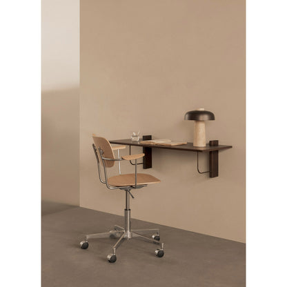 Co Unupholstered Task Armchair - Polished Base, Dark Stained Oak