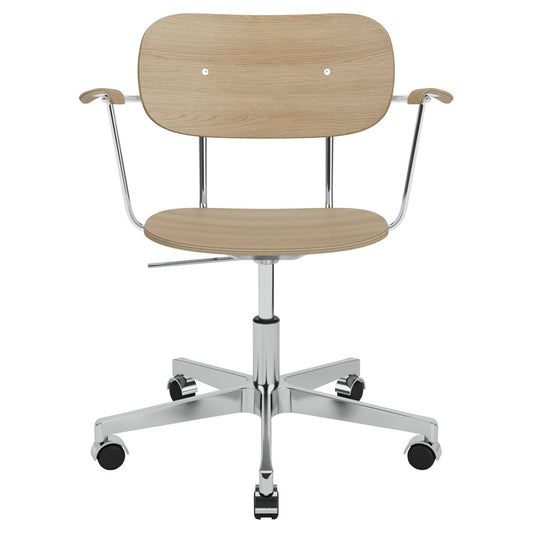 Co Unupholstered Task Armchair - Polished Base, Natural Oak