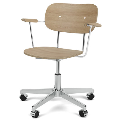 Co Unupholstered Task Armchair - Polished Base, Natural Oak