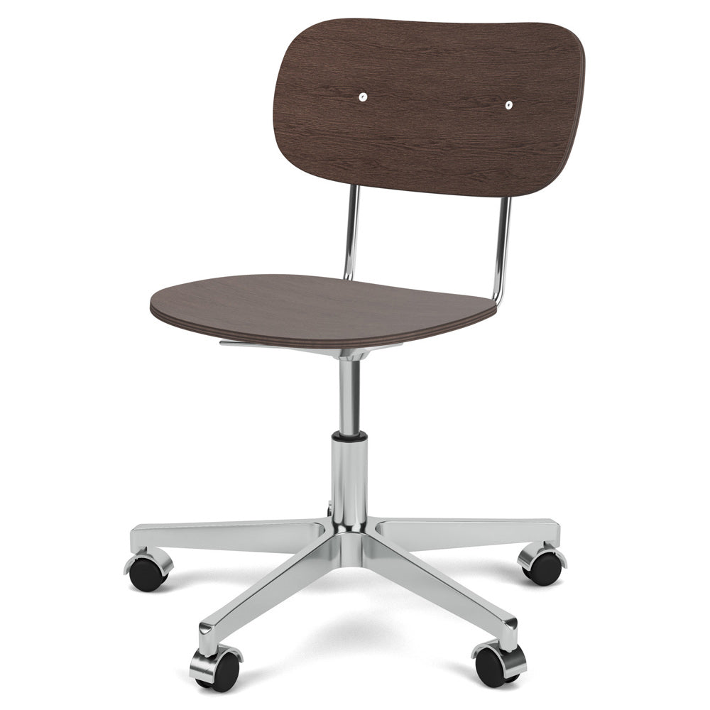 Co Unupholstered Task Chair - Polished Base, Dark Stained Oak