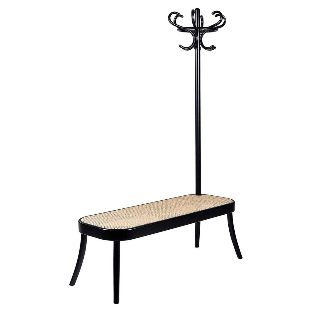 Coat Rack Bench - Cane, Black