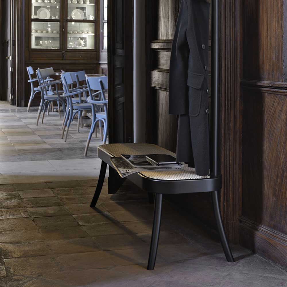Coat Rack Bench - Cane, Black