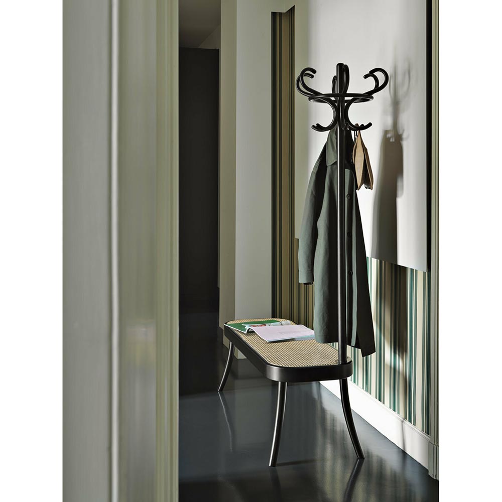 Coat Rack Bench - Cane, Black