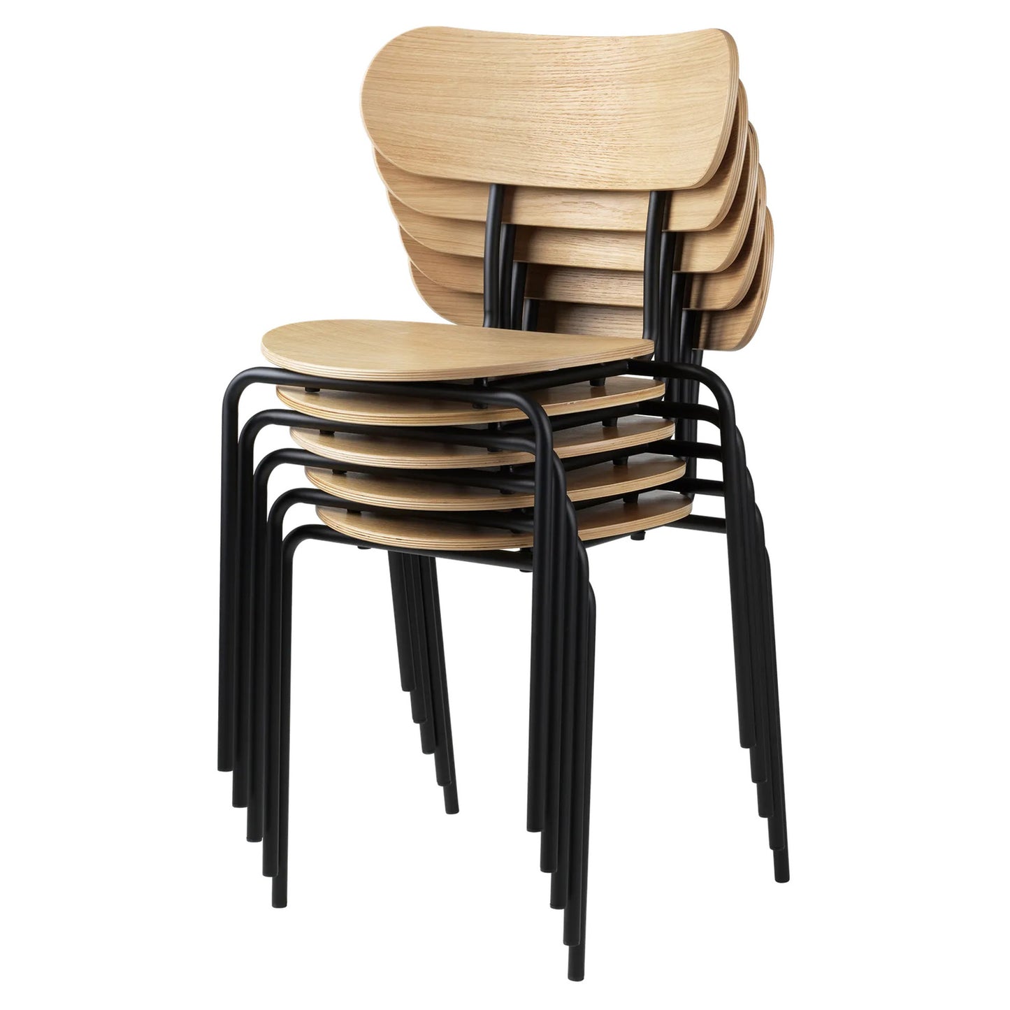 Coco Dining Chair - Unupholstered, 4-Legged Stackable, Black Base