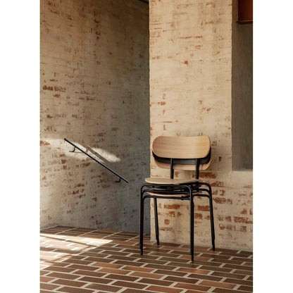 Coco Dining Chair - Unupholstered, 4-Legged Stackable, Black Base