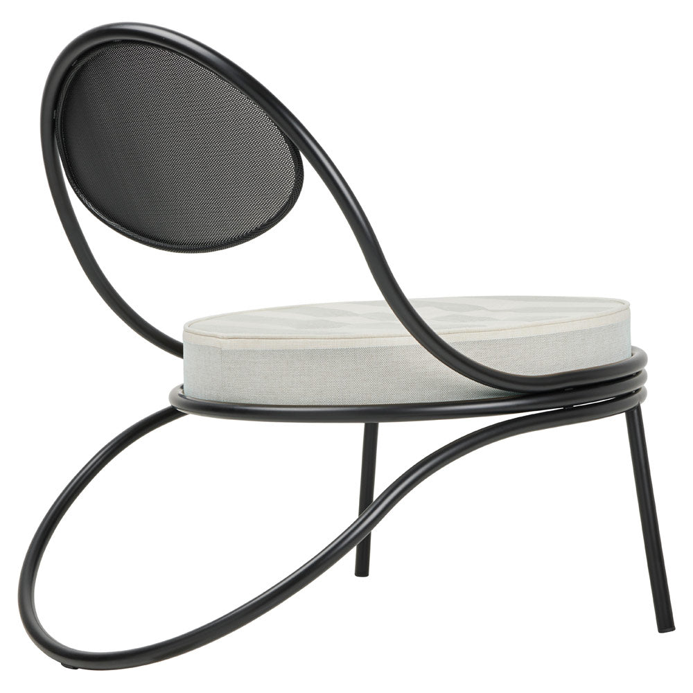 Copacabana Outdoor Lounge Chair - Leslie Stripe 020, Black Semi Matte Base