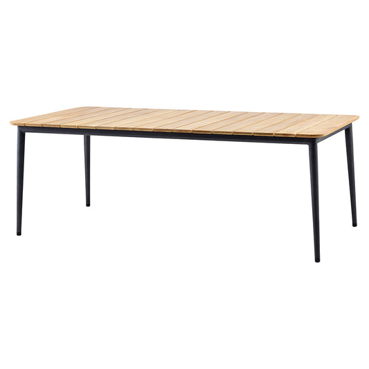Core Dining Table - Teak Top, Lava Gray Aluminum Base