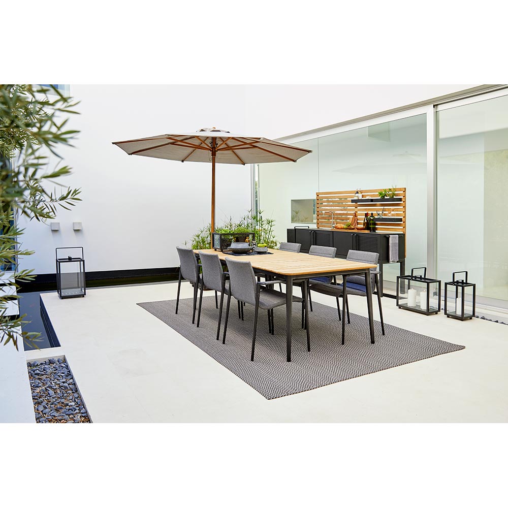 Core Dining Table - Teak Top, Lava Gray Aluminum Base