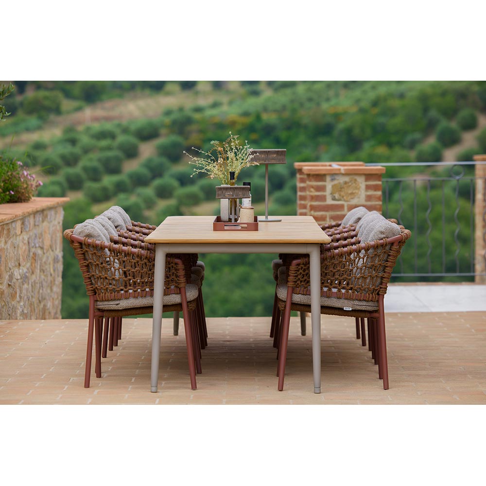 Core Dining Table - Teak Top, Taupe Aluminum Base